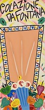 Donzelli Bruno - Serigrafia Materica Con Taglio 30x71 Colazione Fontana Rosa