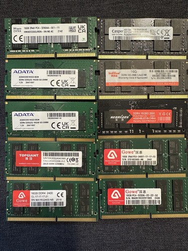 Lotto pezzi memorie - 10, laptop