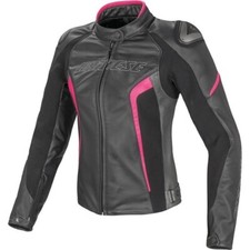 GIACCA DAINESE RACING D1  PELLE -  LADY - Black / Anthracite / Fuxia