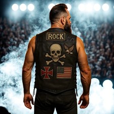 Gilet uomo "ROCK" in pelle con