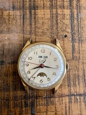 Orologio Vintage Pierce "Komet" 17 Jewels Triplo Calendario Fasi Lunari *Ha Bisogno di Servizio