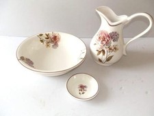 Set TOILETTE catino brocca piattino ceramica MADE IN FLORENCE DECORO FIORI