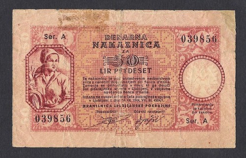 Slovenia ww2 lire 50 banca - slovenia,