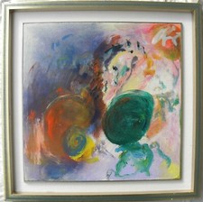 Ernesto TRECCANI (Milano 1920-2009) FIGURE NELLO SPAZIO OLIO su TELA 60x60 1991