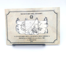 ITALIA REPUBBLICA 500 lire Scoperta dell'America 4a emissione 1992 argento