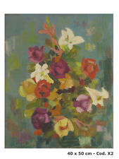 40x50 cm VECCHIO QUADRO FLORELAE FIORI FIRMATO BERT PITTORE PIEMONTESE- X2