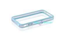  IPHONE 5 CUSTODIA BUMPER BICOLORE AZZURRO E TRASPARENTE PROTEZIONE CELLULARE 