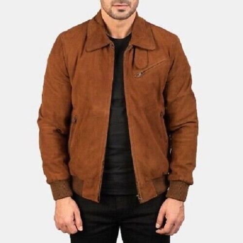 Bomber uomo scamosciato