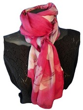Foulard Chiffon Di Seta ? Stola Sciarpa Scialle Copricapo Hijab Rubino