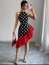 Abito da sera colore rosso Abiti corti tubino vestito corto donna scollato festa