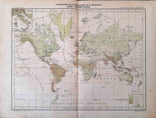 Stampa antica planisfero con - planisfero,