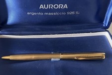 🔴 AURORA penna sfera ARGENTO MASSICCIO 925 placcata oro 9 carati, scrive 