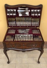 Servizio posate argento 925 (227 Pz) Inghilterra anni 50 con mobile