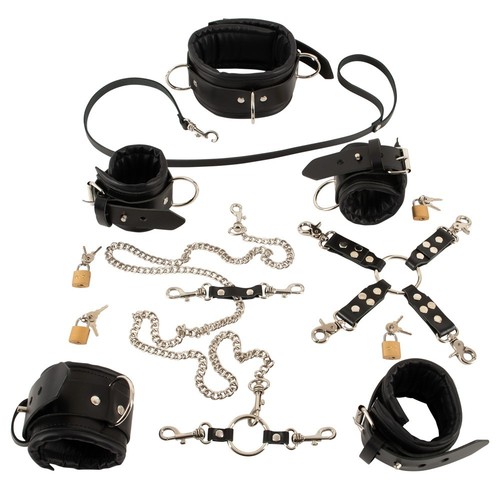 Set bondage pelle zado manette - pelle,