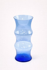 Blue Corrugated Glass Vase