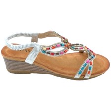 Sandalo gioiello argento pietre colorate tacco zeppa 3cm soletta memory fondo an