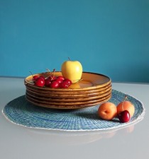 "PAGNOSSIN" TREVISO,6 piatti vintage, porcellana,colore giallo senape,d. 24,5 cm