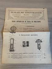 LISTINO GUGLIELMO EISENTRAEGER APPARECCHI SCIENTIFICI FISICA DI PRECISIONE