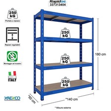 Scaffale in metallo per Box,Cantina,Garage | L.140xP.50xH.180 cm | BLU
