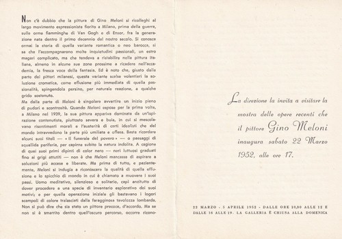 Invito mostra gino meloni 1952 - meloni,