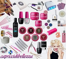KIT RICOSTRUZIONE UNGHIE COMPLETO SILCARE 6 COLOR GEL LAMPADA + VENTOLA + FRESA