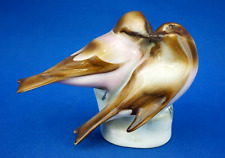 Zsolnay Ungheria scultura coppia Uccellini passerotti porcellana Art Deco 1900