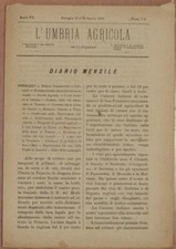 L'UMBRIA AGRICOLA 15 30 APRILE 1889 VITICOLTURA PUGLIA BARI VINI COLONIA TUNISI