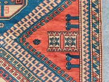 Antique rug 4x6, Orange turkish rug 4x6 vintage, Heriz rug 4x6, Oriental rug