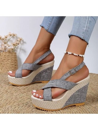 Sandali espadrilles zeppa - zeppa, 10