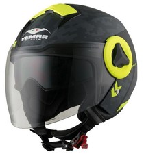CASCO HELMET MOTO JET VISIERINO VEMAR BREEZE CAMO MATT GREY BLACK YELLOW FL TG M