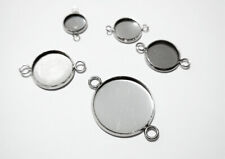 connettore castone base per cammeo cabochon tondo in acciaio inox 8-25mm  bijoux