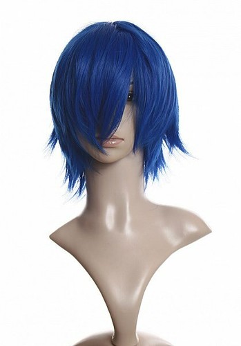 Parrucca blu liscia capelli