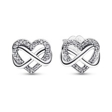 PANDORA Orecchini Cuore Infinito Argento 925 con Zirconia Cubica, 292667C01