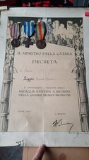 Diploma Attestato con 3 Medaglia Prima Guerra Mondiale Tenente REI Savoia 1WW