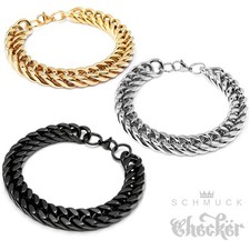 Bracciale corazzato largo 12 mm in acciaio inox massiccio 316L gioielli uomo regalo