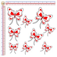 butterfly white red adesivi farfalle auto moto casco sticker print pvc 10 pz.
