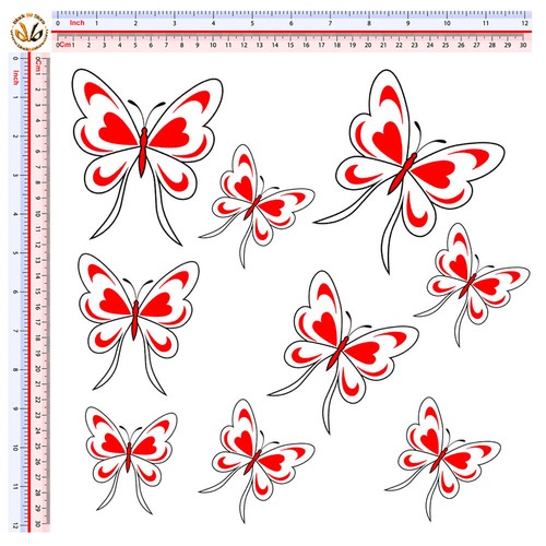 Butterfly white red adesivi - butterfly,