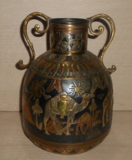ANFORA VASO DECORATIVO GMA ARGENTURE TUNISIENNE RAME OTTONE FATTO A MANO TUNISIA