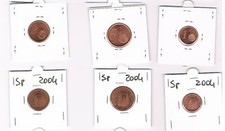 SPAGNA DA ROTOLINO TRIS MONETE 1-2-5 CENT ANNO 2004 FDC TENUTI NEGLI OBLO’