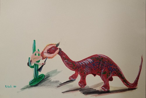 Acquila nera con dinosauro - con,