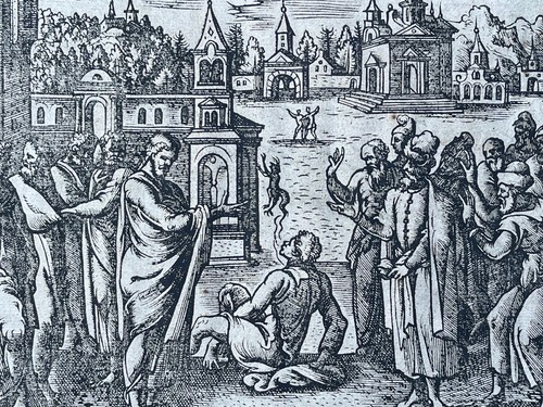 Rara incisione xviii esorcismo - rara,