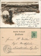 Cartolina litografica cartolina Porz-Colonia piazza di tiro follia - 2 foto 1898