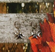 ORECCHINI uomo donna 1 Paio CERCHIETTO CROCE DI MALTA COLOR ARGENTO