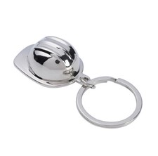 Portachiavi imitazione casco cromato di sicurezza protezione civile, pompiere...