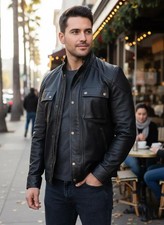 Giacca Motociclista Uomo Pelle