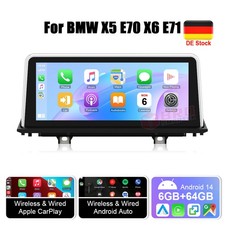 Autoradio 10.25" IPS CarPlay Android 14 64GB Navigatore GPS per BMW X5 E70 X6 E71 CIC