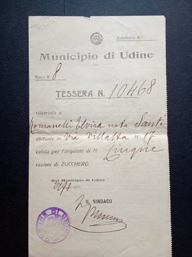Tessera razioni zucchero - tessera, x