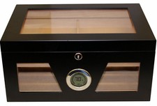 HUMIDOR PER 100 SIGARI IGROMETRO DIGITALE TAVOLETTA LEGNO DI CEDRO - VETRO CRISTALLO