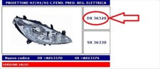 36320 6205.ZR FARO PROIETTORE DX H7/H1/H1 C/FENDINEBBIA PEUGEOT 307 03/01- 08/05