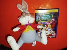 Alice Nel Paese Delle meraviglie Disney DVD Peluche Bianconiglio Plush Soft Toy